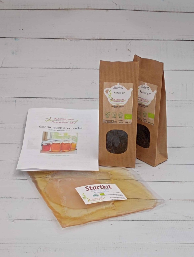 [SKkombucha-grönt-svartte] Startkit Kombucha inkl. ekologiskt svart och grönt te