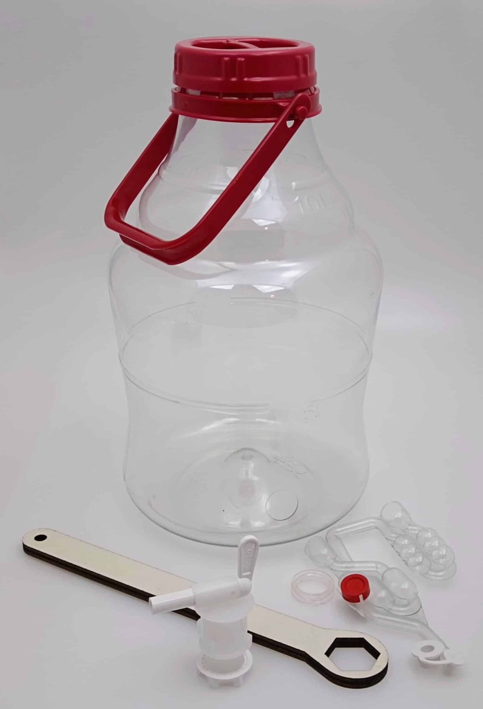 [Behållare-PET-10L] Behållare 10 liter PET med vattenlås och tappkran